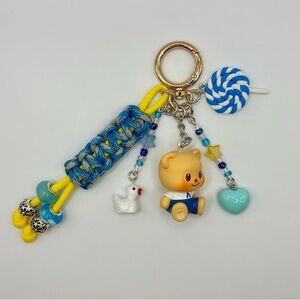 Butter Bear Handmade Bag Charm - Blue Outfit